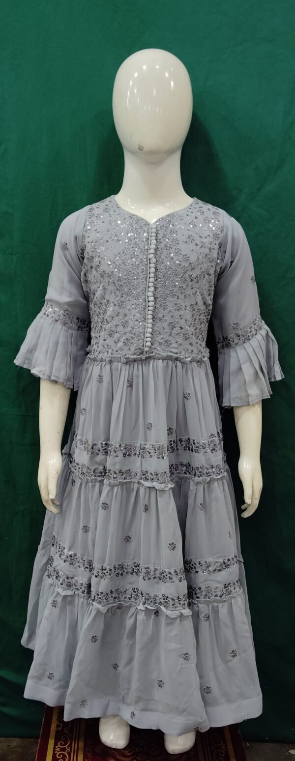 Girls One Piece Gown Sequence Work Chiffon Fabric