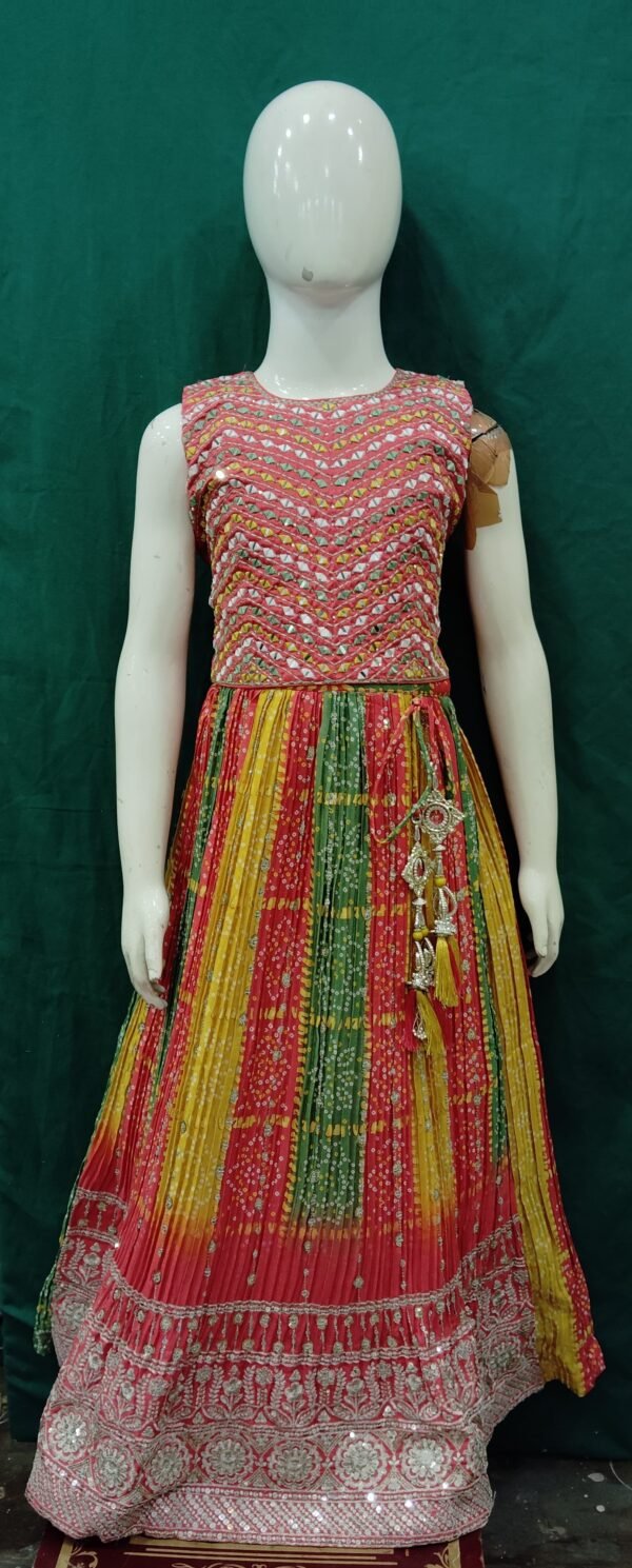 Girls Lehenga Real Mirror Work Better Chinan Fabric