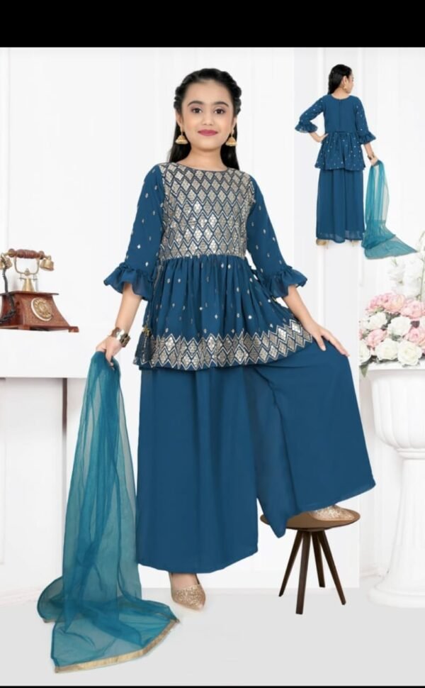 Girls Plazo Sequence Work Chiffon FabRics