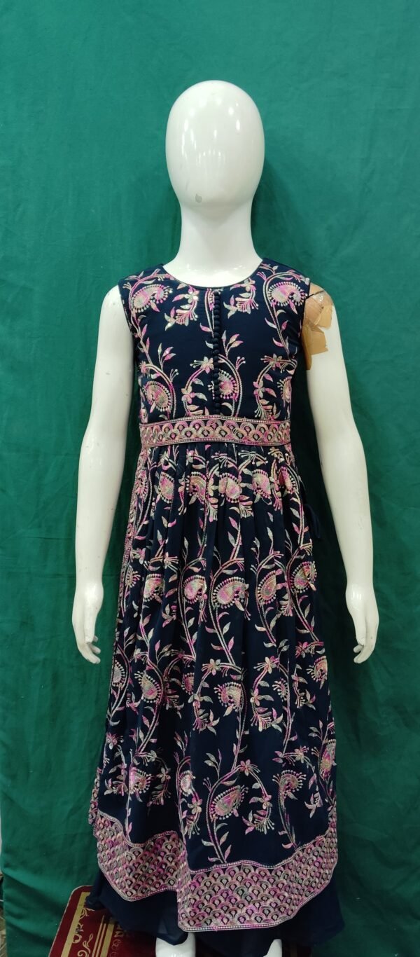 Girls Naira Cut Embroidery Work Chiffon Fabrics