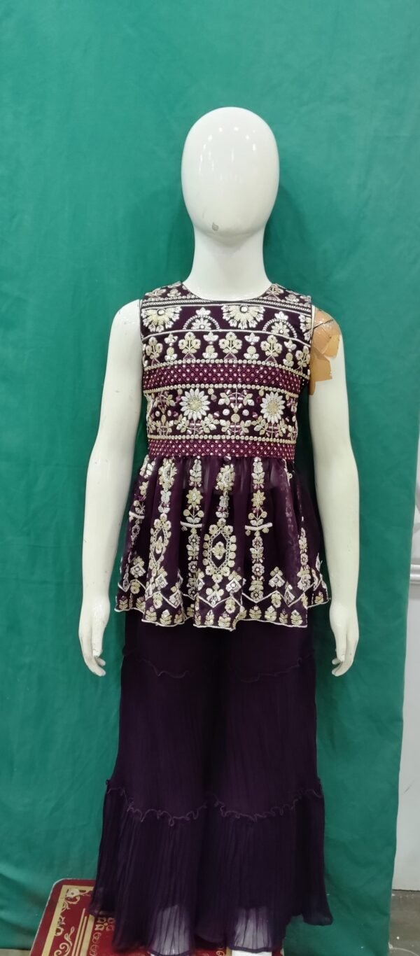 Girls Sharara Embroidery Work Chiffon Fabric
