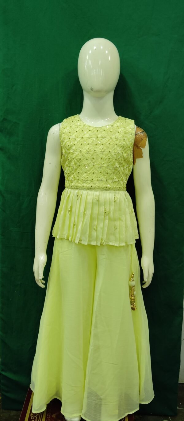 Girls Plazo Kardana Work Organza Fabric