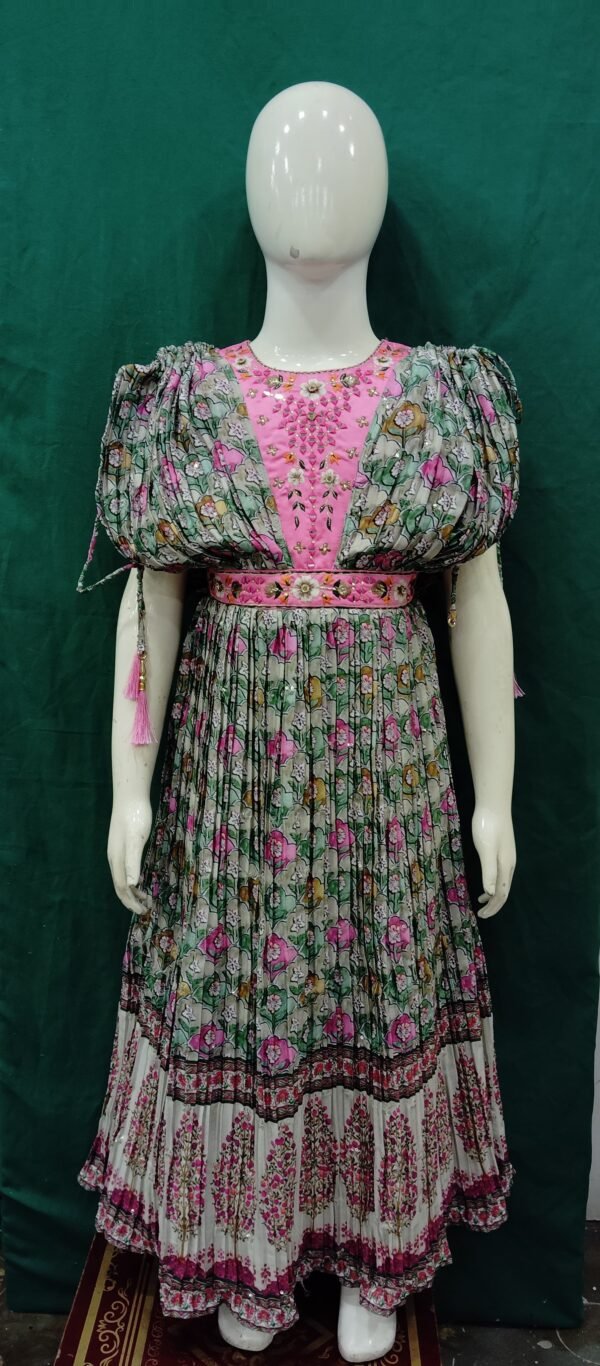 Girls Printed Gown Microsequence Work ChinAn Fabric