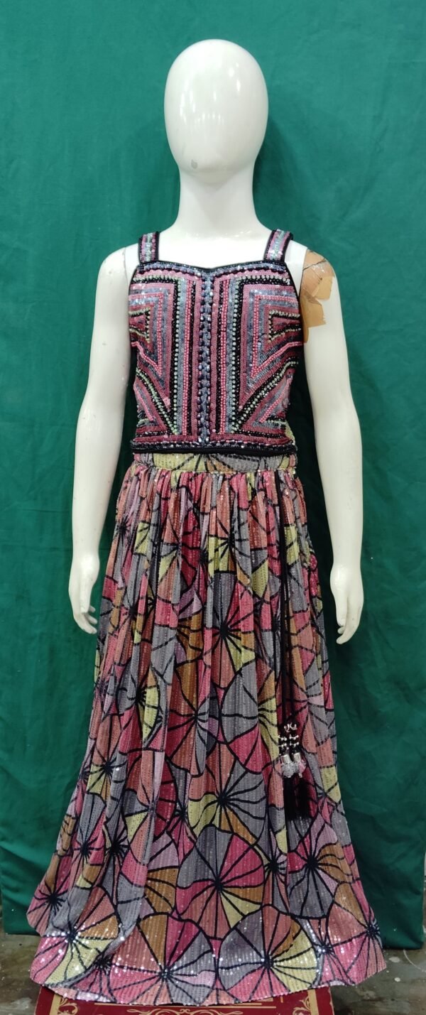 Girls Lehenga Sequence Work Important Net Fabric