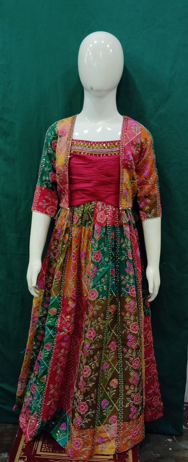 Girls Lehenga Multicolor Sequence Work Butter Chinon Fabric