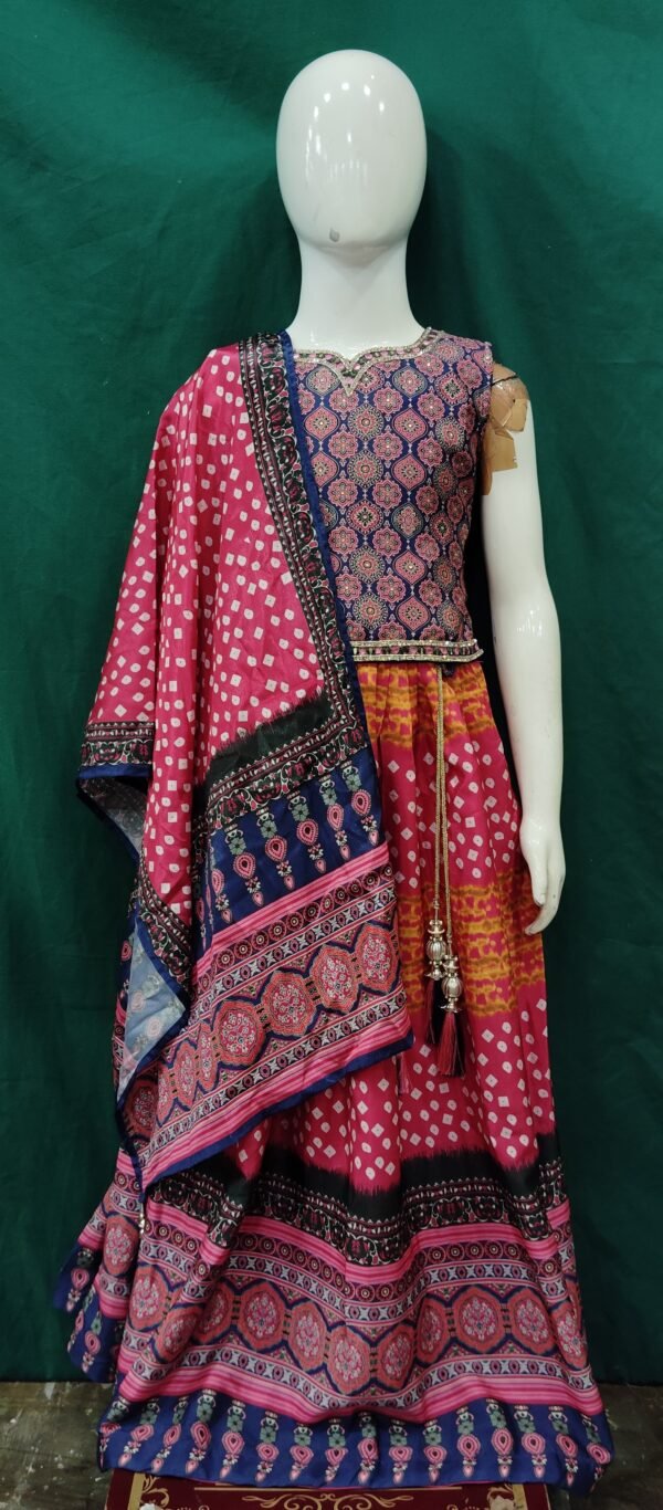 Girls Lehenga Printed Chinon Fabric