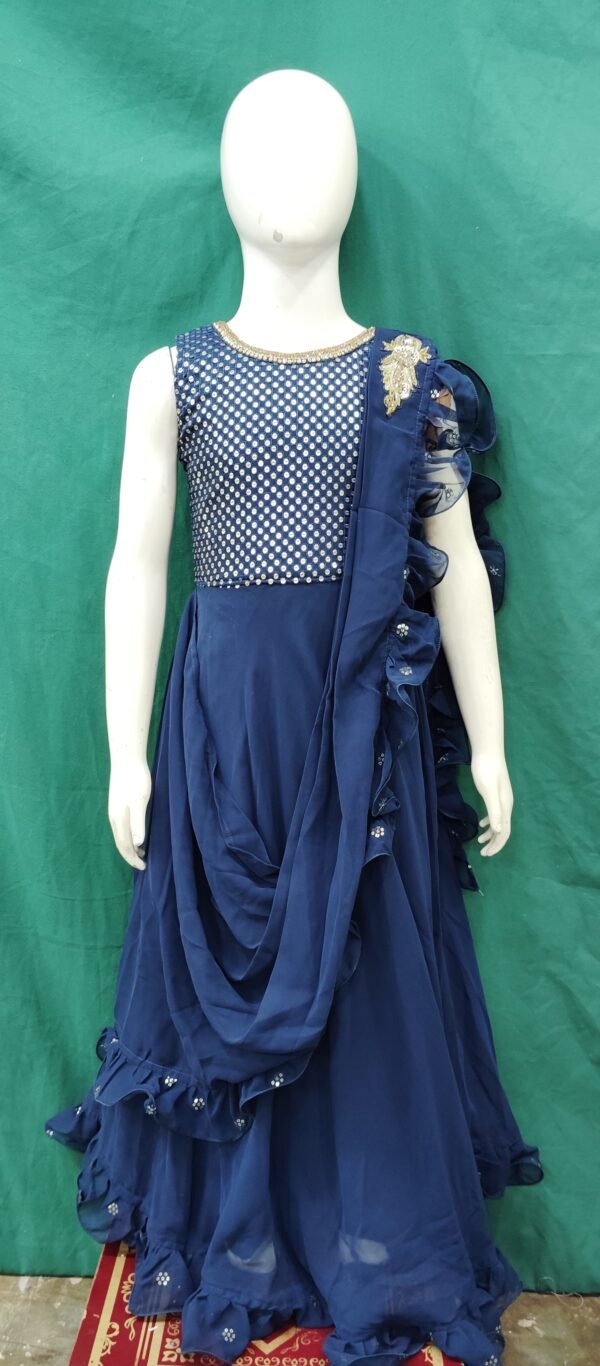 Girls SareeGown Sequence Work Chiffon Fabric