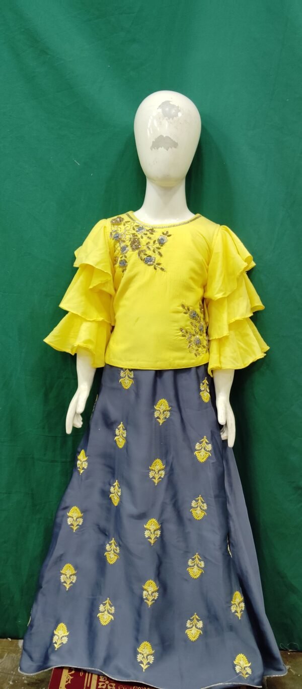 Girls Lehenga Embroidery Work Italian CrepE Fabrics