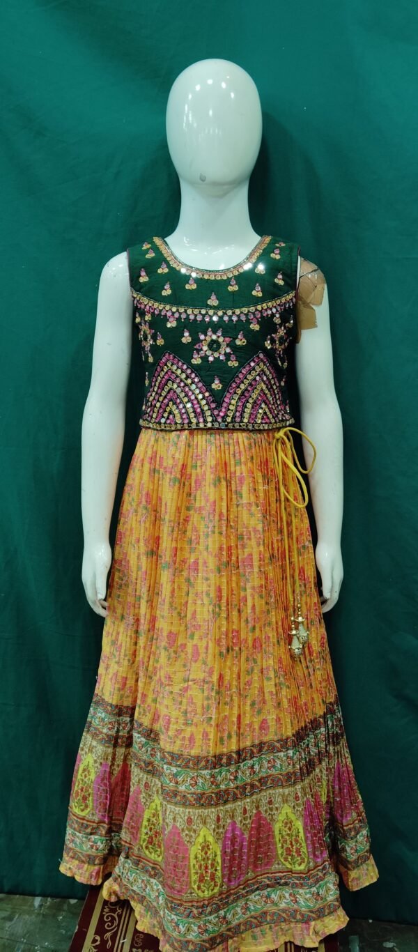 Girls Lehenga Sequence Work Choli Real Mirror Work Fabric Chinon