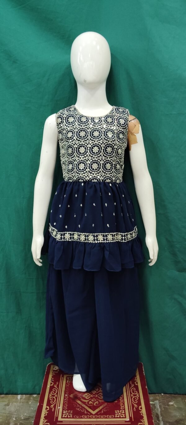 Girls Plazo Sequences Work Chiffon Fabric