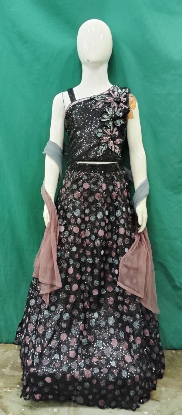 Girls Lehenga Sequences Work SofT Net Fabric