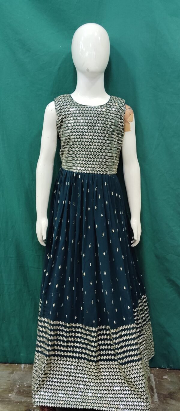 Girls One Piece Gown Sequence Works Chiffon Fabric