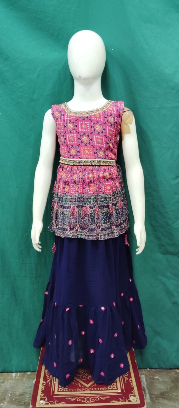 Girls Lehenga Peplum Top Sequence And Kardana Work Shifon Fabric