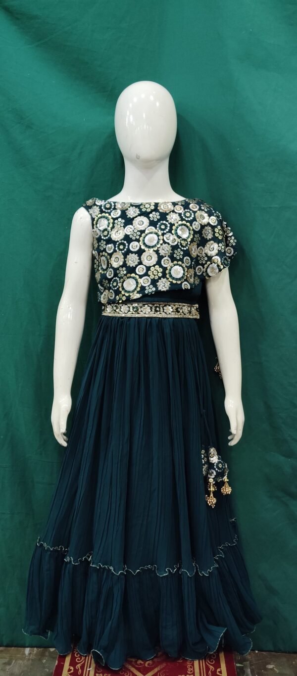 Girls Lehenga Sequences Work Heavy Border Chiffon Fabric
