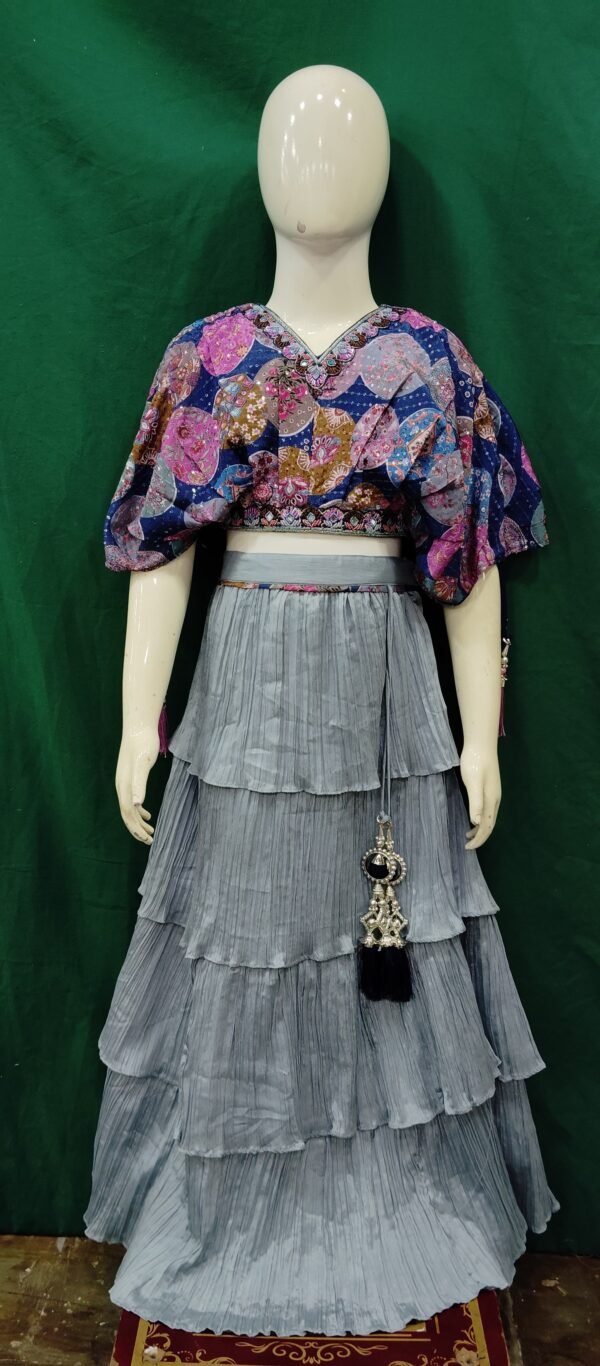 Girls Lehenga Kaptan Style Butter Chinon Fabric
