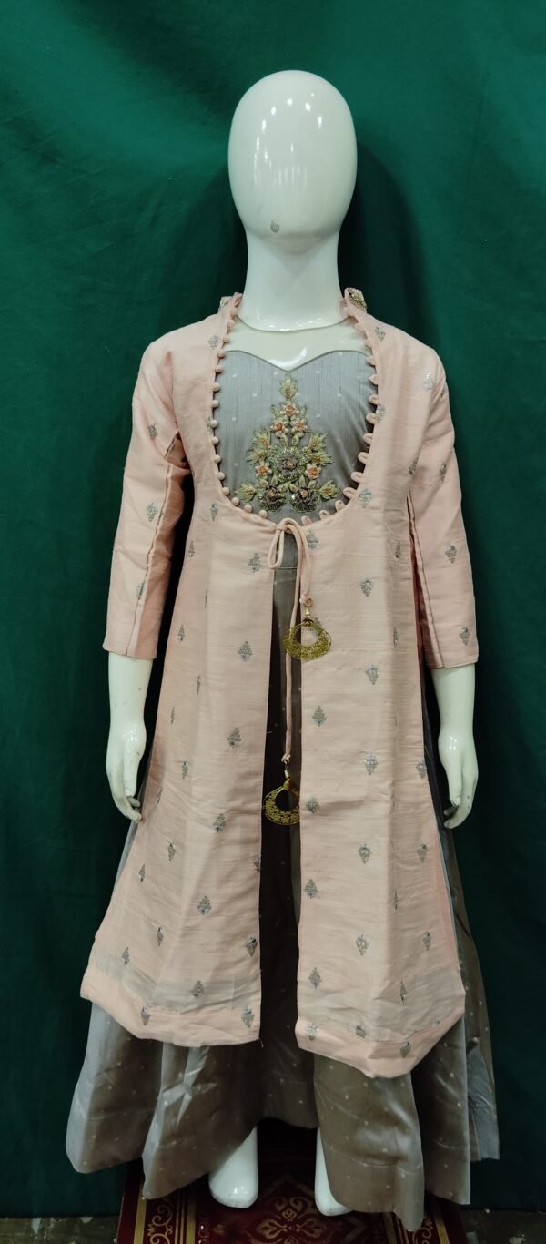Girls One Piece GOwns With Koti Silk Fabric