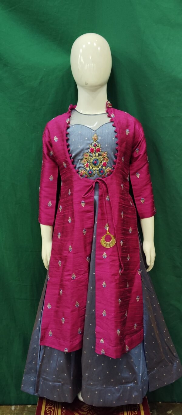 Girls One PIeces Gown With Koti Silk Fabric