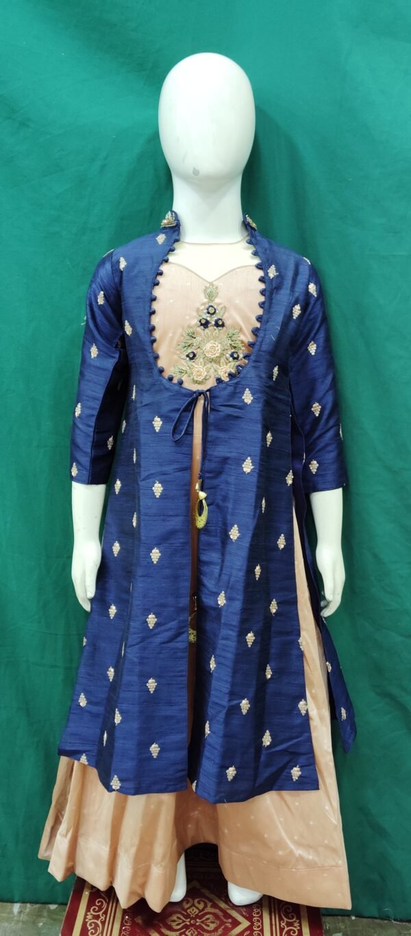 Girls One Piece GOwn With Koti Silk Fabrics