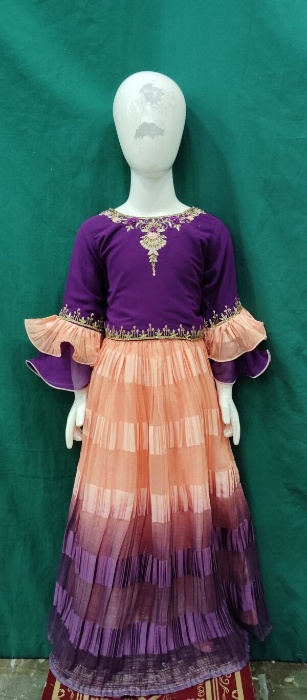 Girls Lehenga Hand Work Chiffon Fabric