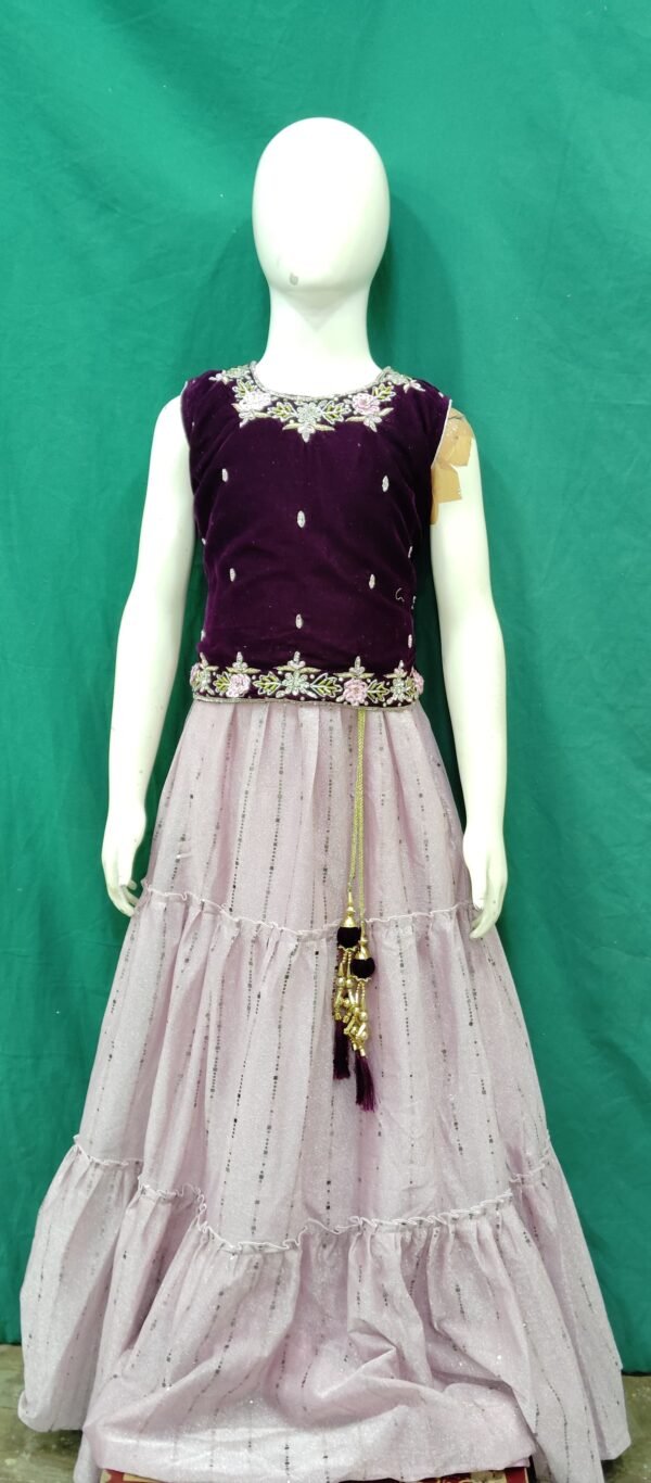 Girls Lehenga Sequence Work Organza Fabric