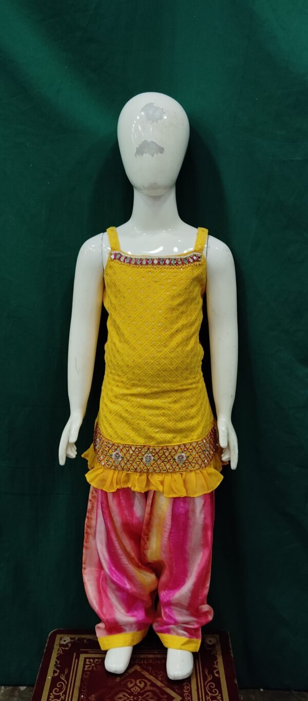 Girls Dhoti Patiala Sequence Work Butter Chinon Fabric