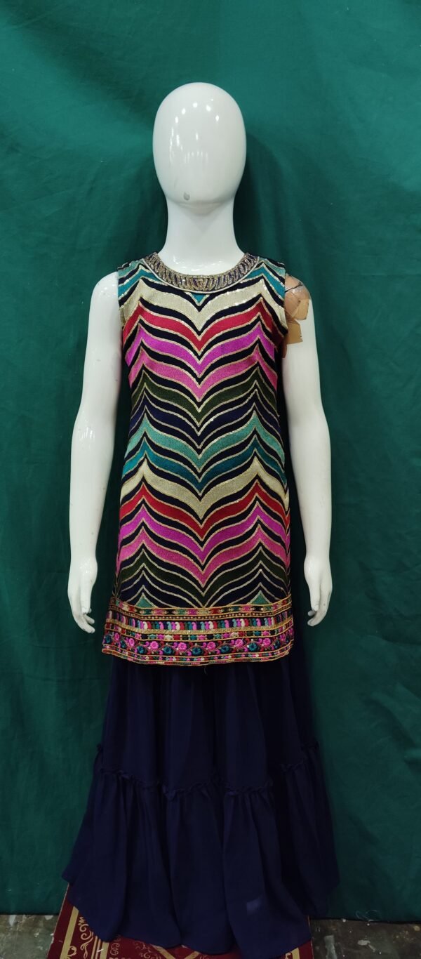 Girls Sharara Embroidery Sequence Work Chiffon Fabric