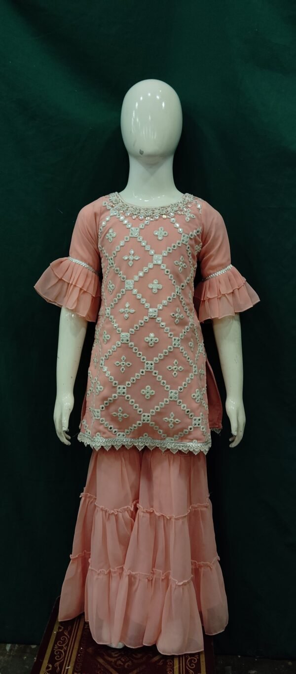 Girls Sharara Gota Patti mirror Work Butter ChinN Fabric