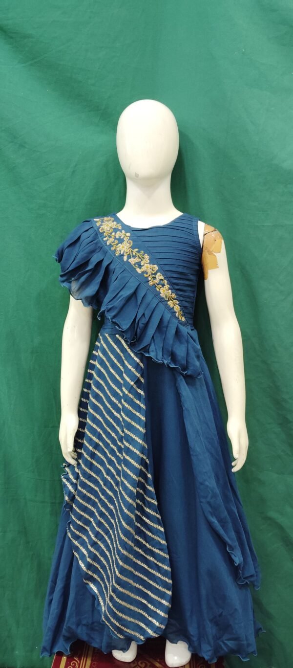 Girls One Piece Gown Sequence Work Georgette Fabric