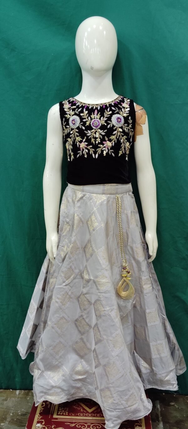 Girls Lehenga Hand Work Brocket Silk Fabric