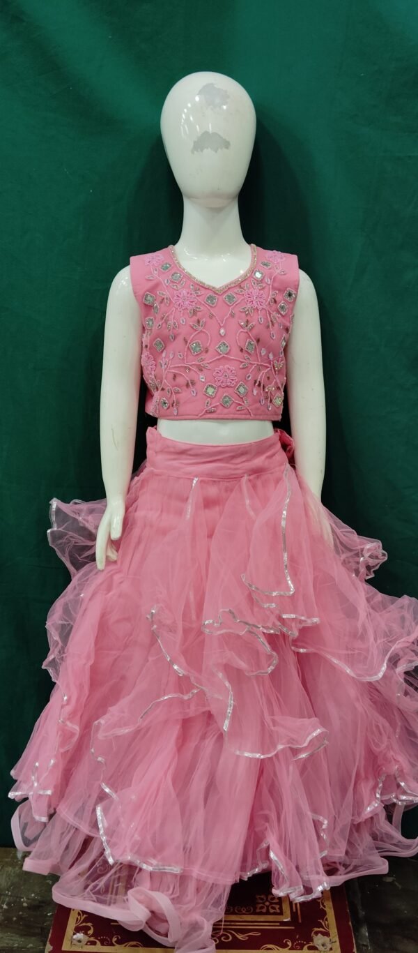 Girls Lehenga Choli Hand Work Soft Net Fabric