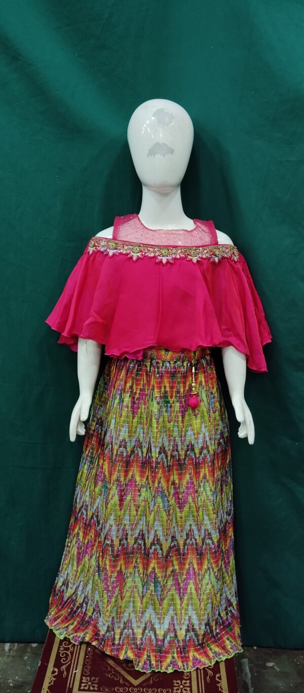 Girls Lehenga Kaptan Style Butter Chinon Fabric