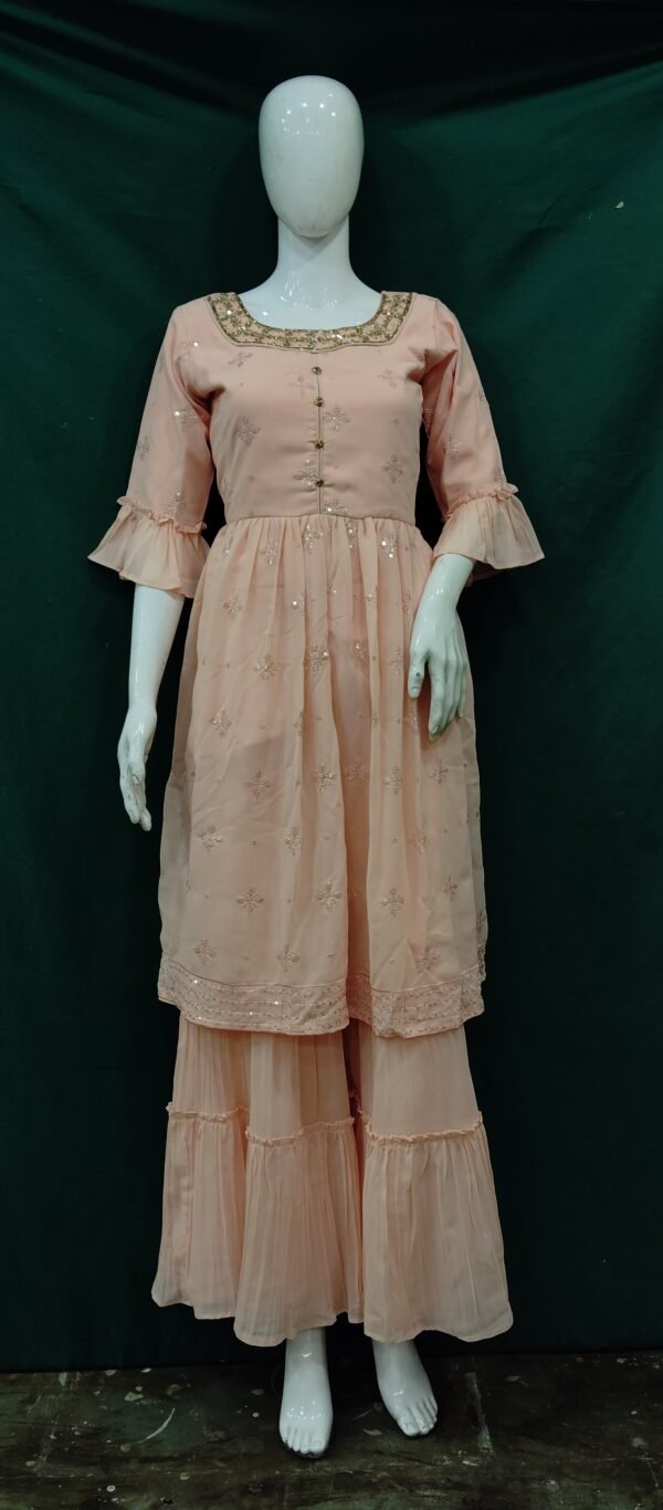 Girls Sharara Sequence Work Chiffon Fabric