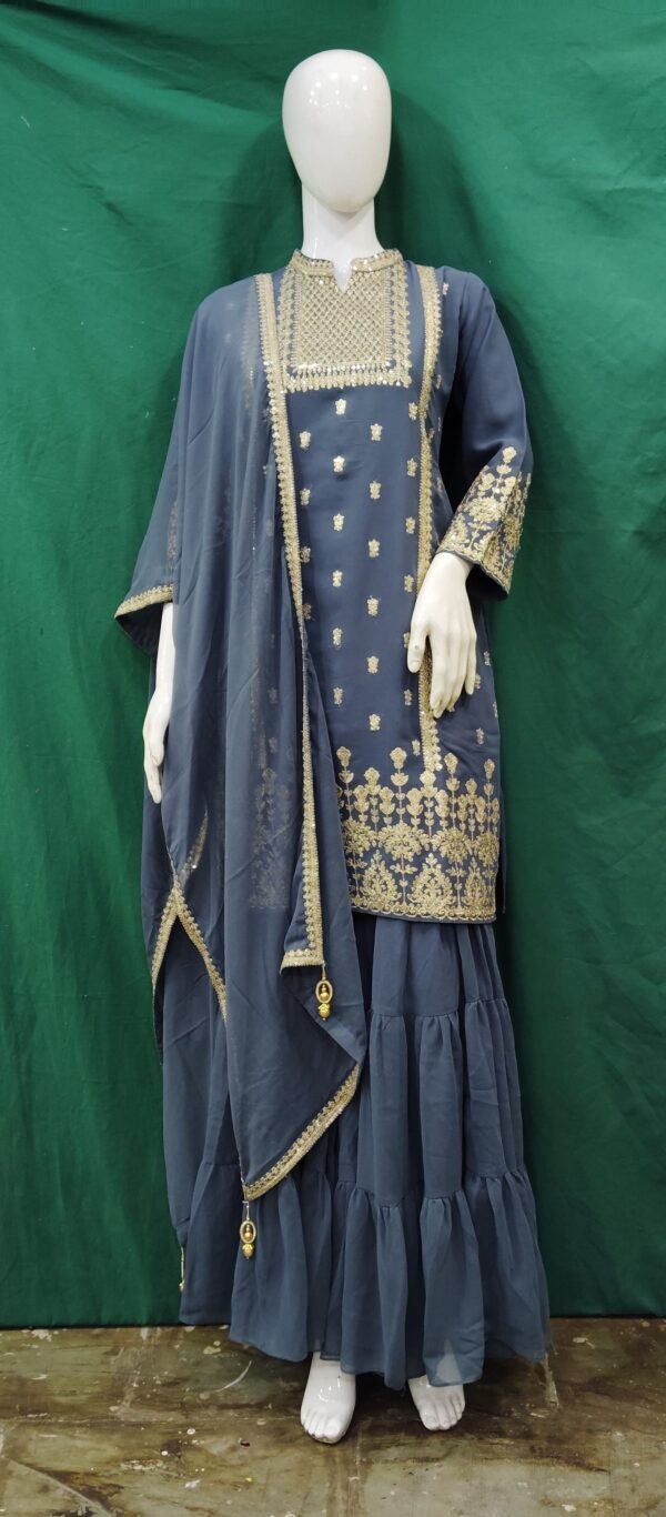 Girls Sharara Sequence Work Georgette Fabric