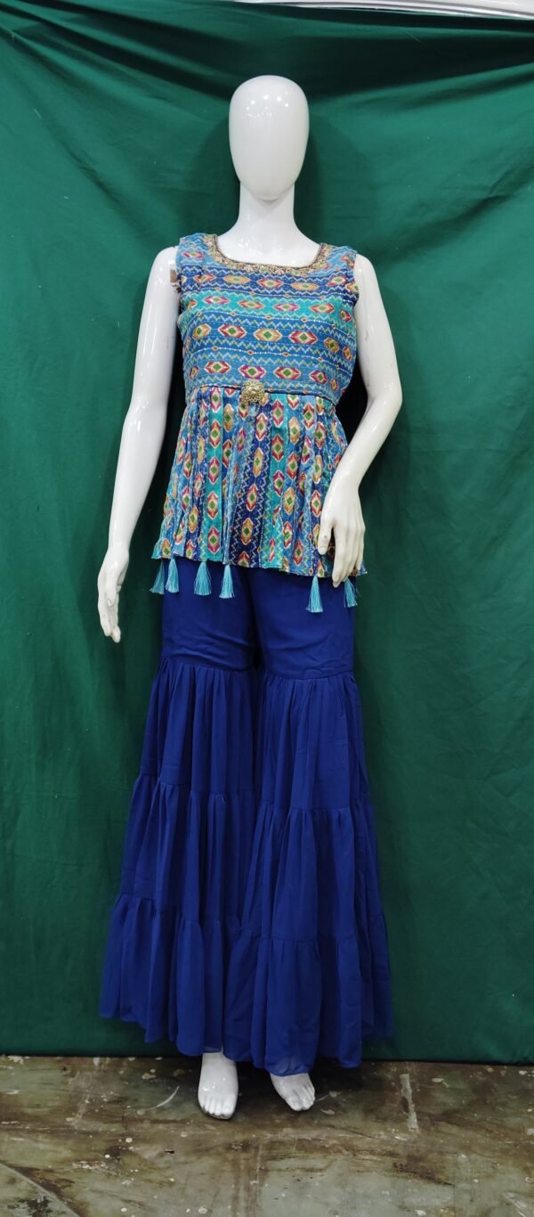 Girls Sarara Chiffon Fabric Sequence Work