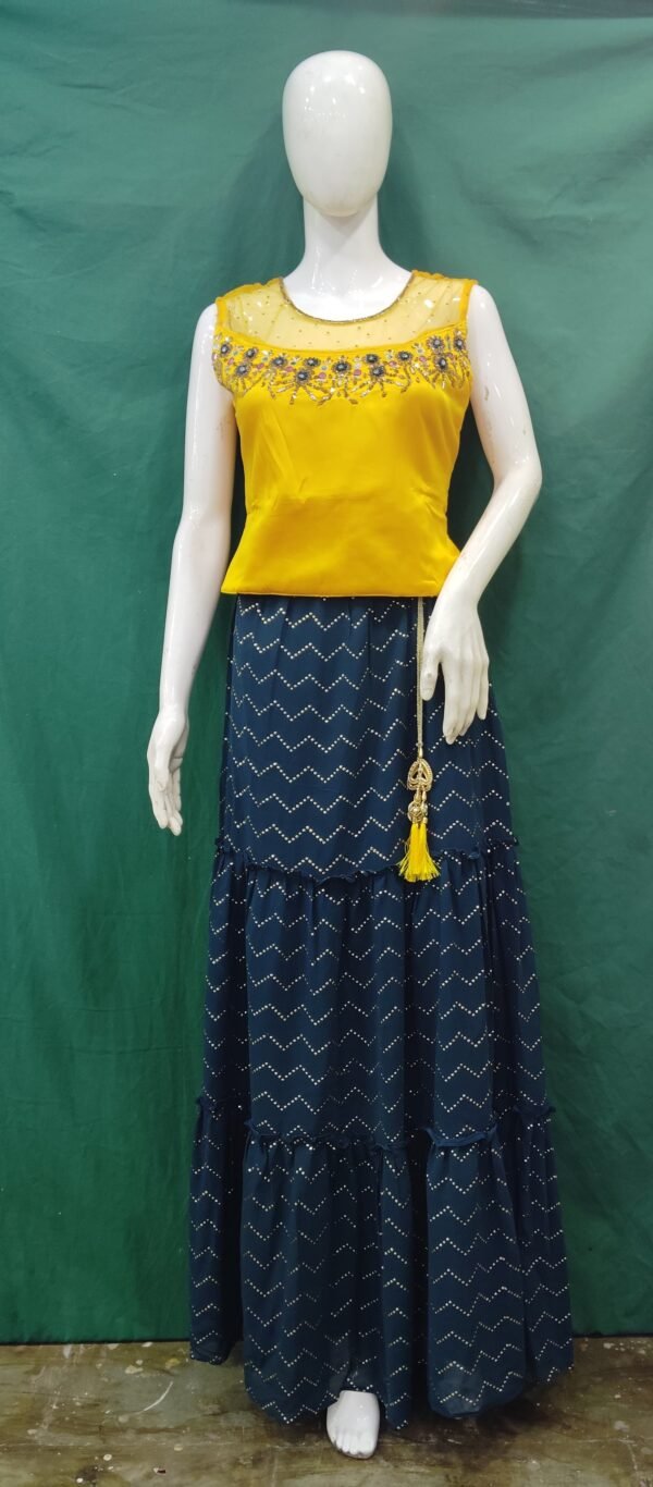 Girls Lehenga Mukesh Work Chiffon Fabric