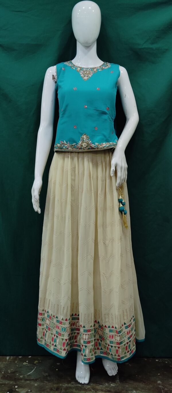 Girls Lehenga Embroidery With Sequence Work Chiffon Fabric