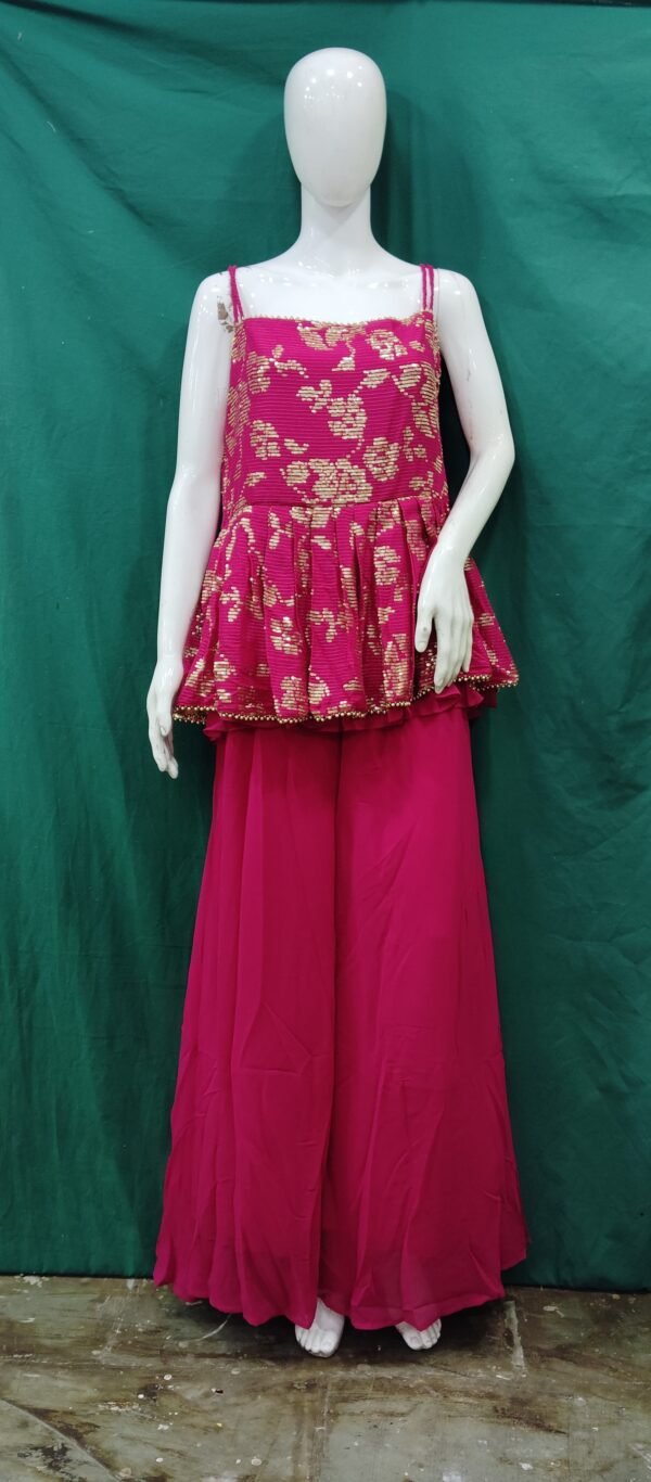 Girls Plazo SeqUences Works Chiffons FabRic