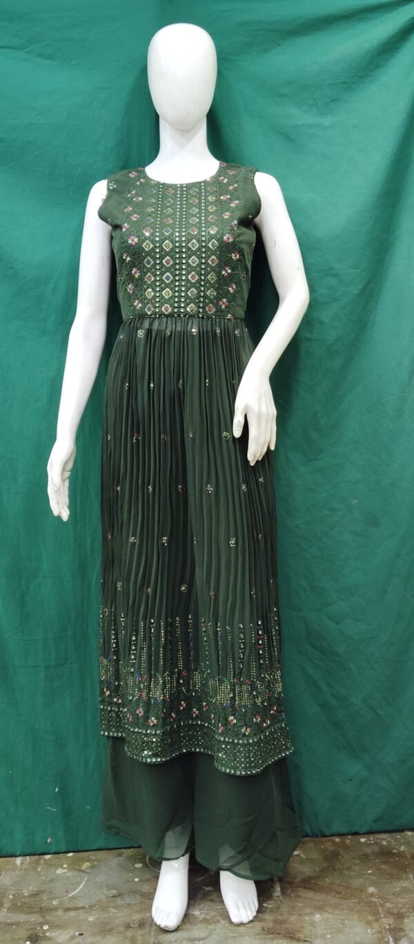 Girls Naira Cut Embroidery Work ChiffOn Fabric