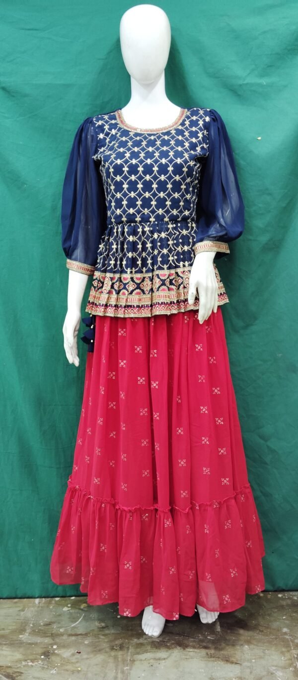 Girls Lehenga Sequences Work Embroidery Border ChifFon Fabric