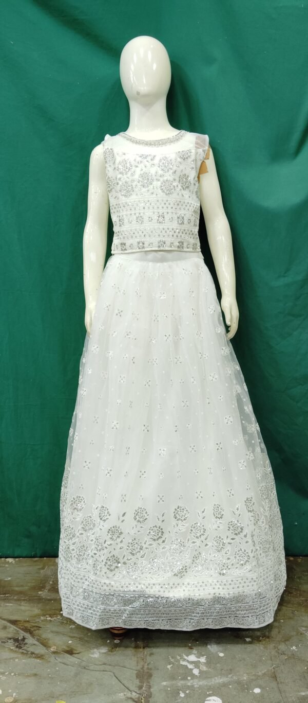 Girls Lehenga Mukesh Work Soft Net Fabric