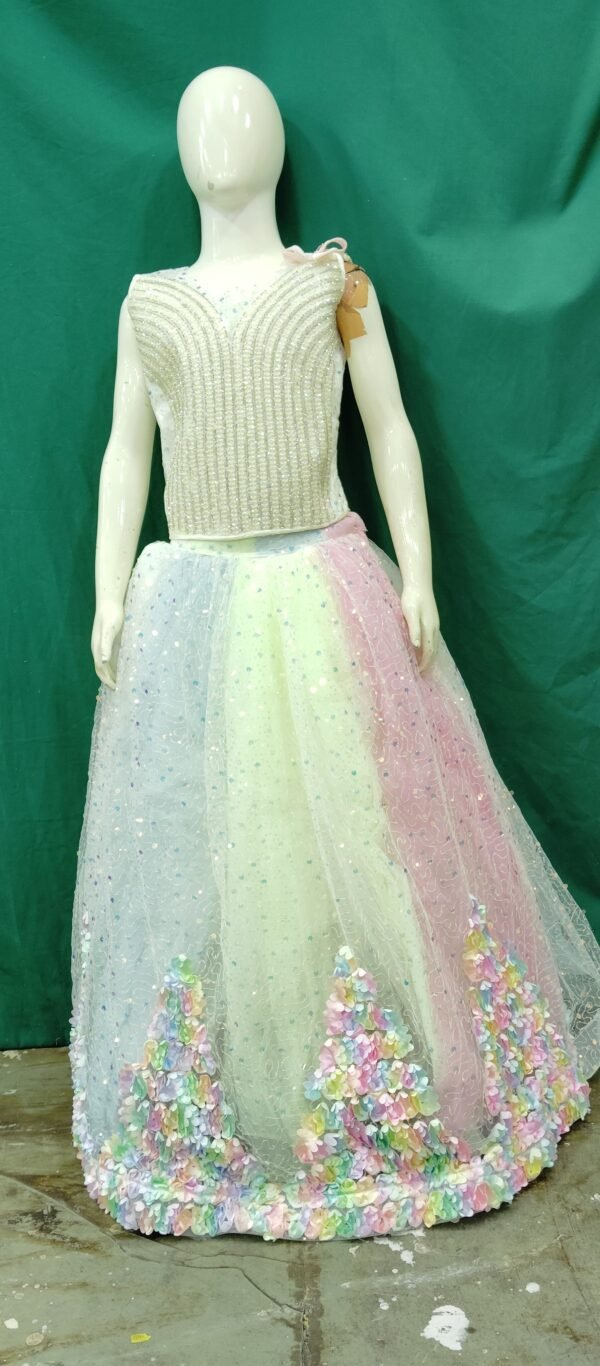 Girls Lehenga Sequence Works Soft Net Fabrics