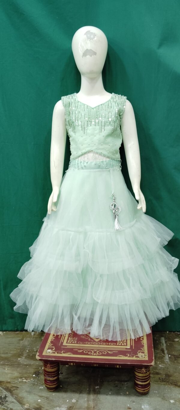 Girls LeheNga Moti Work Softs Net Fabric