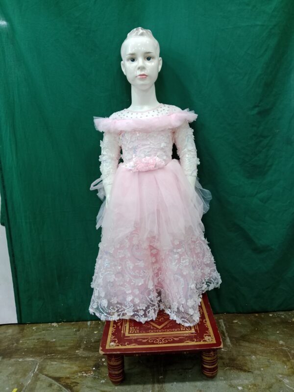 Girls oNe Piece GoWns Sequence Work Soft Net Fabric