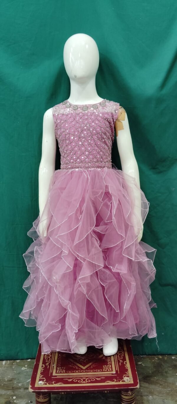 Girls One Piece Gown Kardana Work Soft Net Fabric