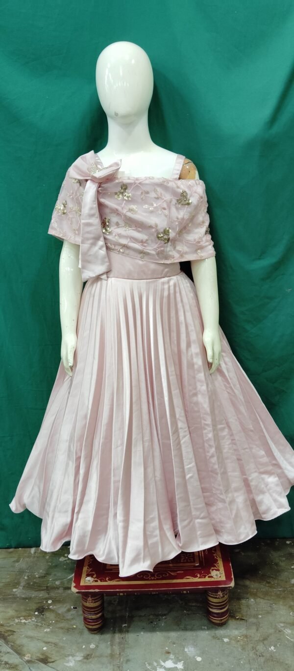 Girls One Piece Gown Sequence Work Important Silk FabrIc