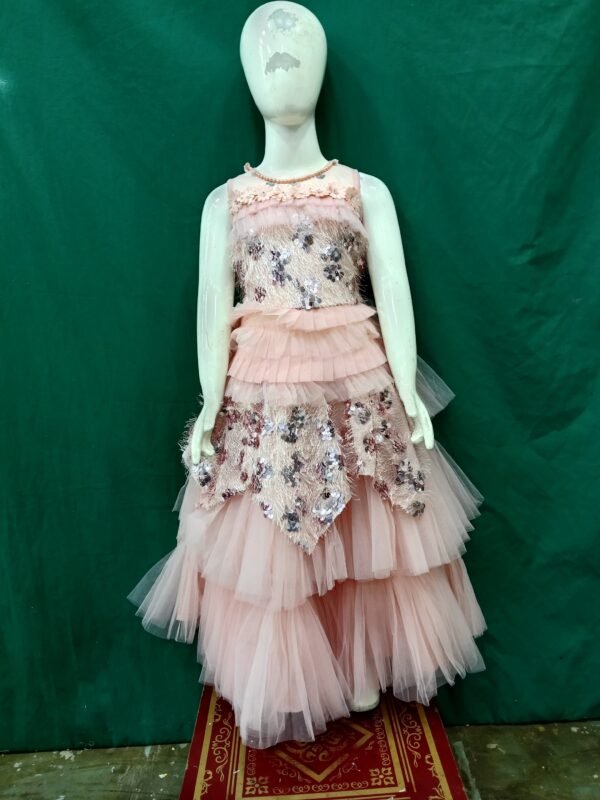 Girls One Piece GowN SEquences Work Soft Net Fabric