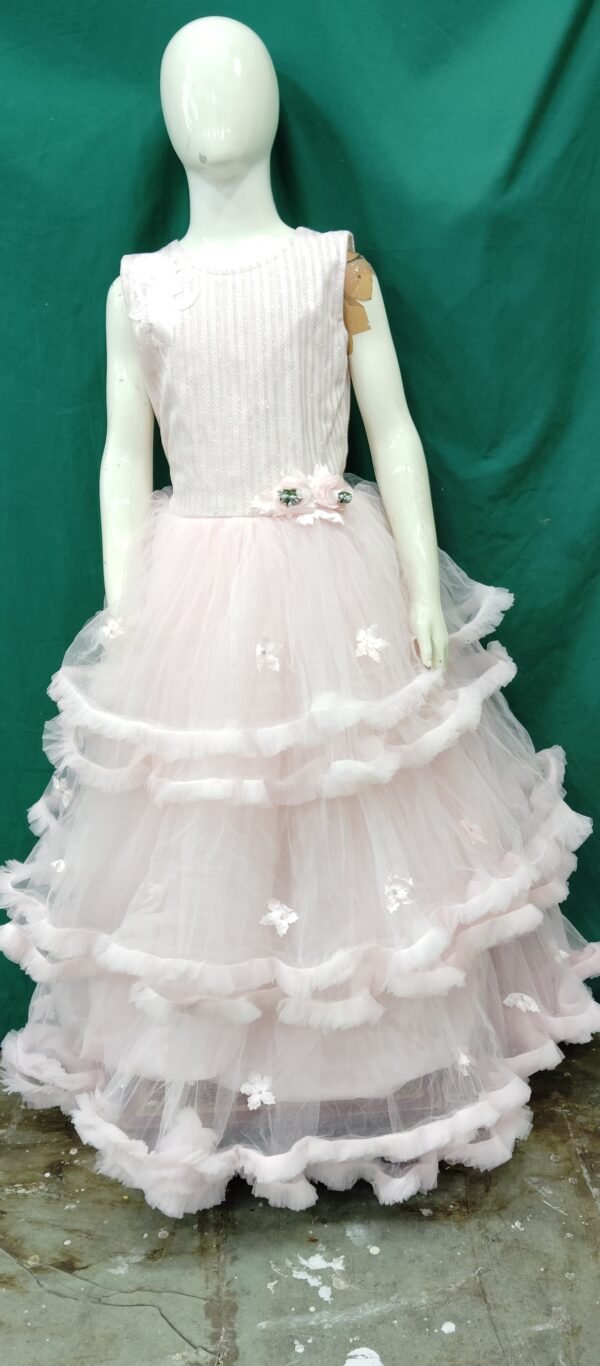 Girls One Piece GowN SequeNCe Work Soft Net Fabric