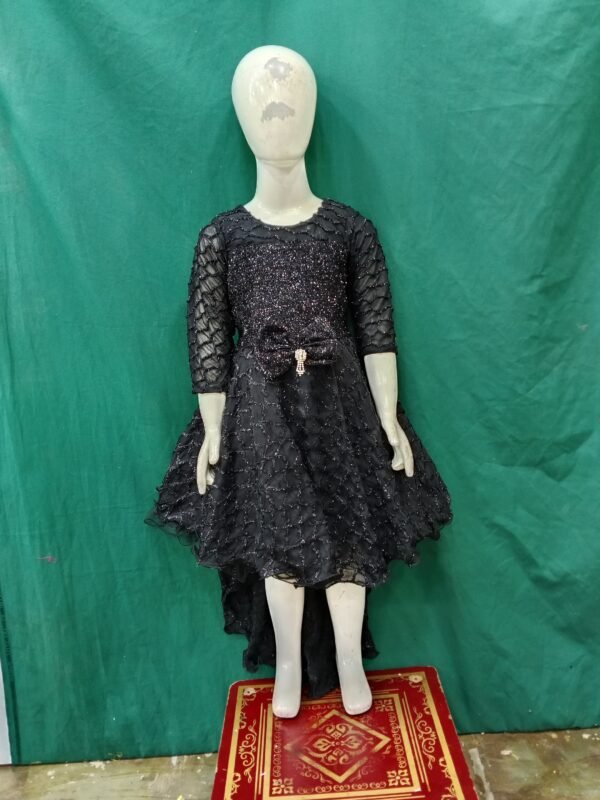 Girls Up And Down Frock Black Colour Net Fabric