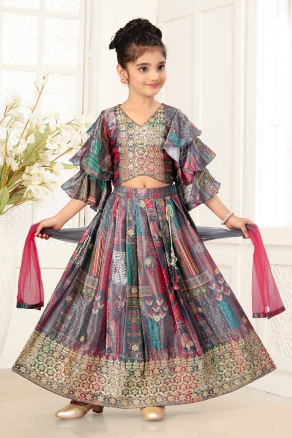 Girls Lehenga Heavy Gota Patti Work Chinon Silk Fabric