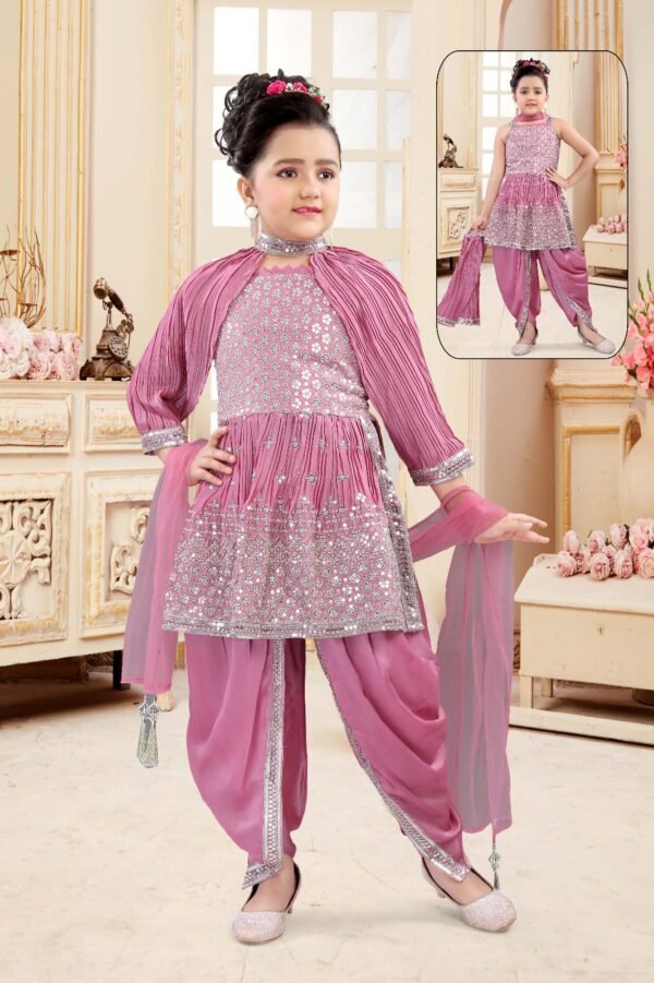 Girls Dhoti Style Separate Sloos Chinon Fabric